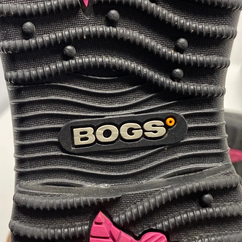Bogs Tacoma Youth Waterproof Rain Boots Black Rubber Neoprene 71566-001 Size 1